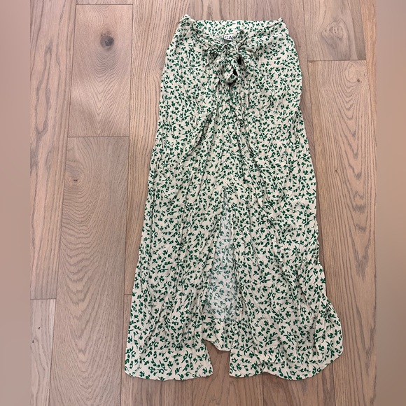 GANNI DITSY PRINT GREEN FLORAL MIDI SKIRT - Picture 5 of 14
